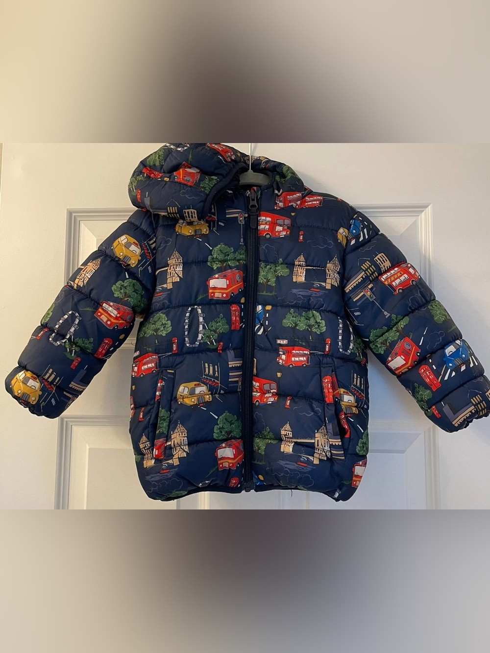 Next London-themed puffer jacket size 2/3